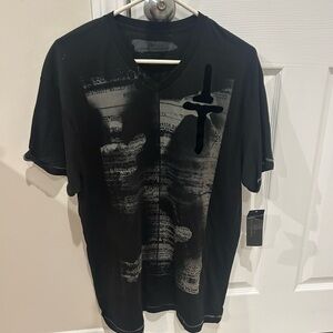 NWT Marc Anthony Black V-Neck Graphic Tee